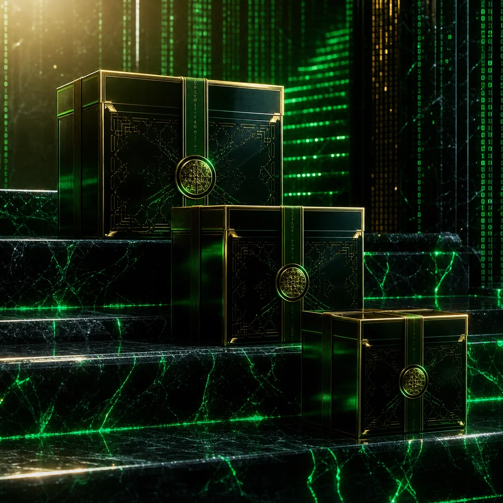 Ornate gift box with green glow welcome bonus